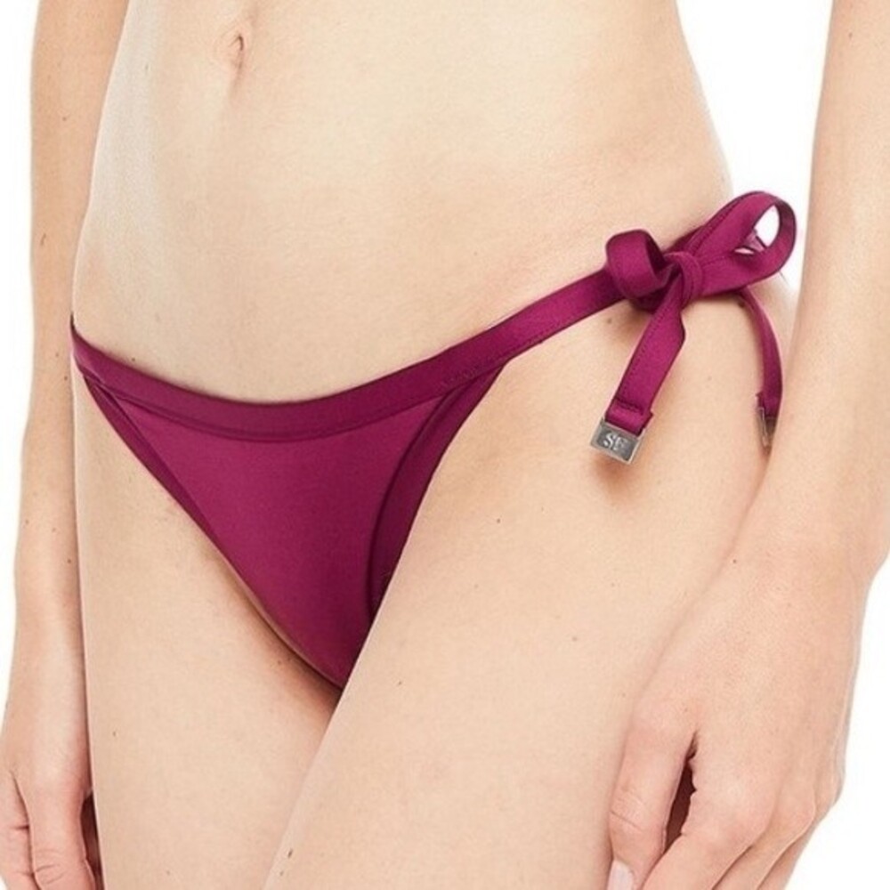 Seafolly Brazilian Tie Side Bikini Bottom Plum Purple Size Medium AUS 12 US 8